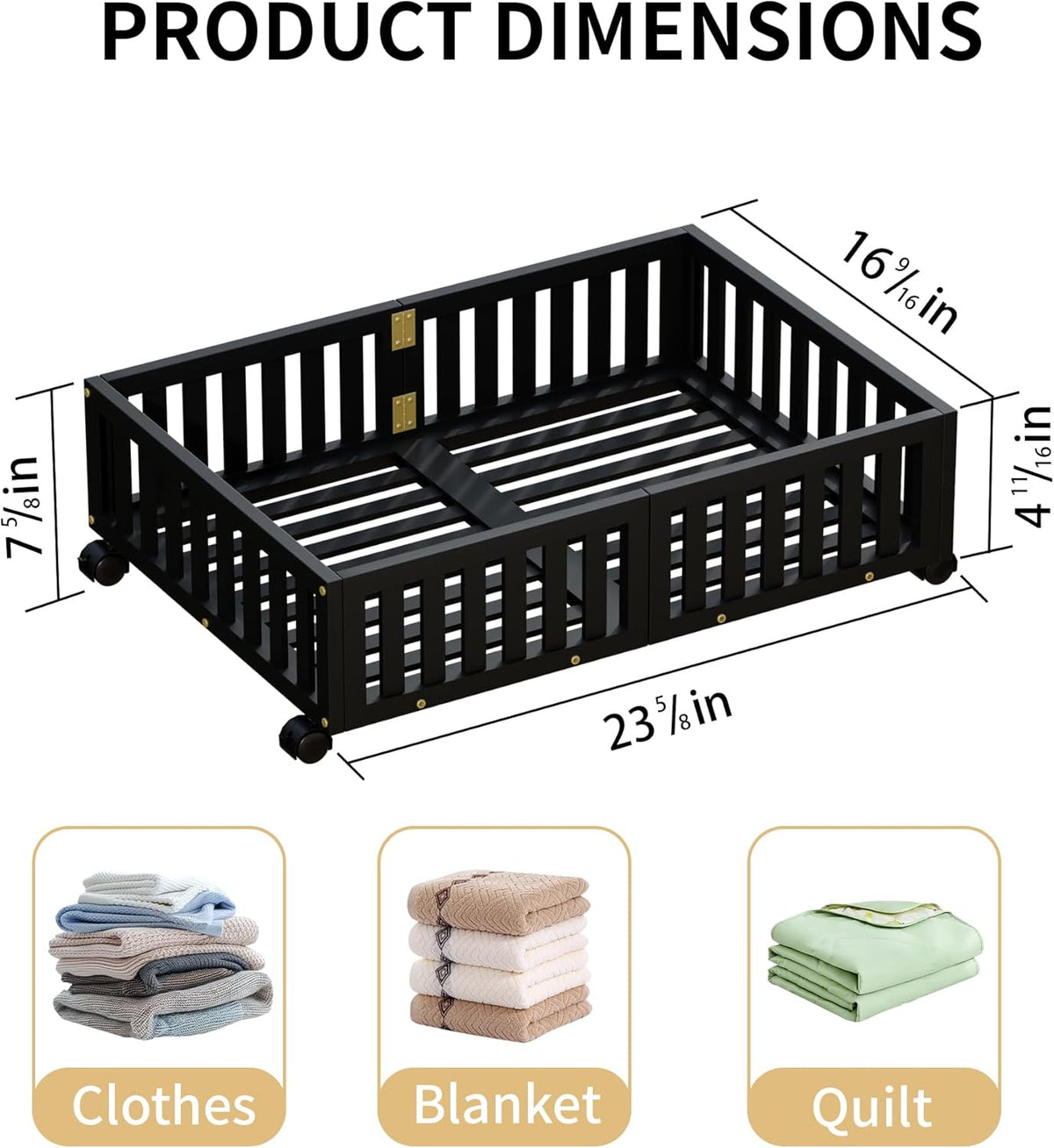 Bamboo Under Bed Storage with Wheels (2-Pack) – Rolling Underbed Shoe Organizer Box for Shoes
