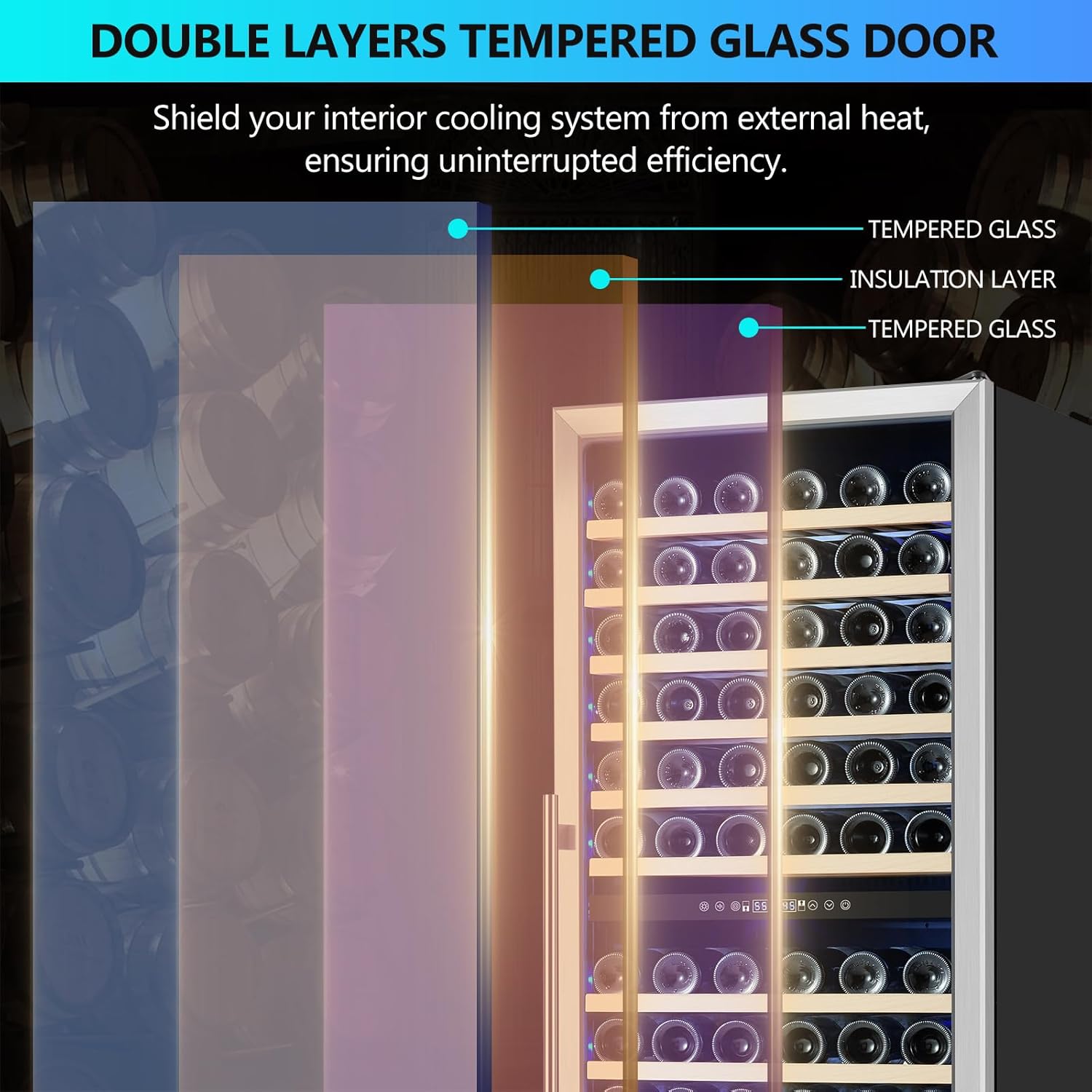 Dual Zone Wine Fridge Freestanding 175 Bottle, 24 Inch Large Capacity Built-in Wine Cooler