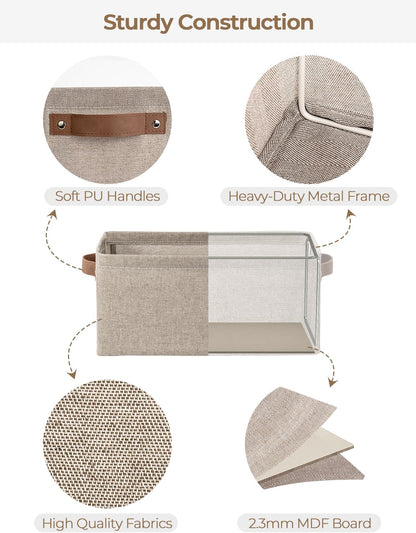 StorageWorks Narrow Storage Bins, Small Basket for Closet and Shelves, Rectangular Fabric Organizer