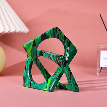XMGZQ Emerald Green Knot Statue for Coffee Table Centerpiece Decor,Modern Abstract Art Geometric
