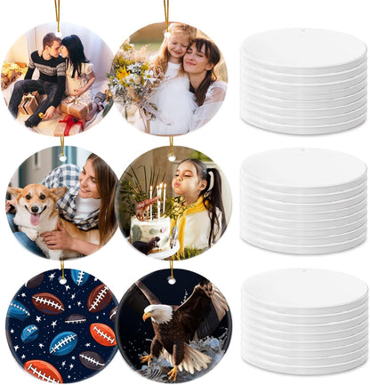 Sublimation Blanks Ornament Bulk 25pcs Personalized Christmas Ornaments Set Ceramic Ornaments White