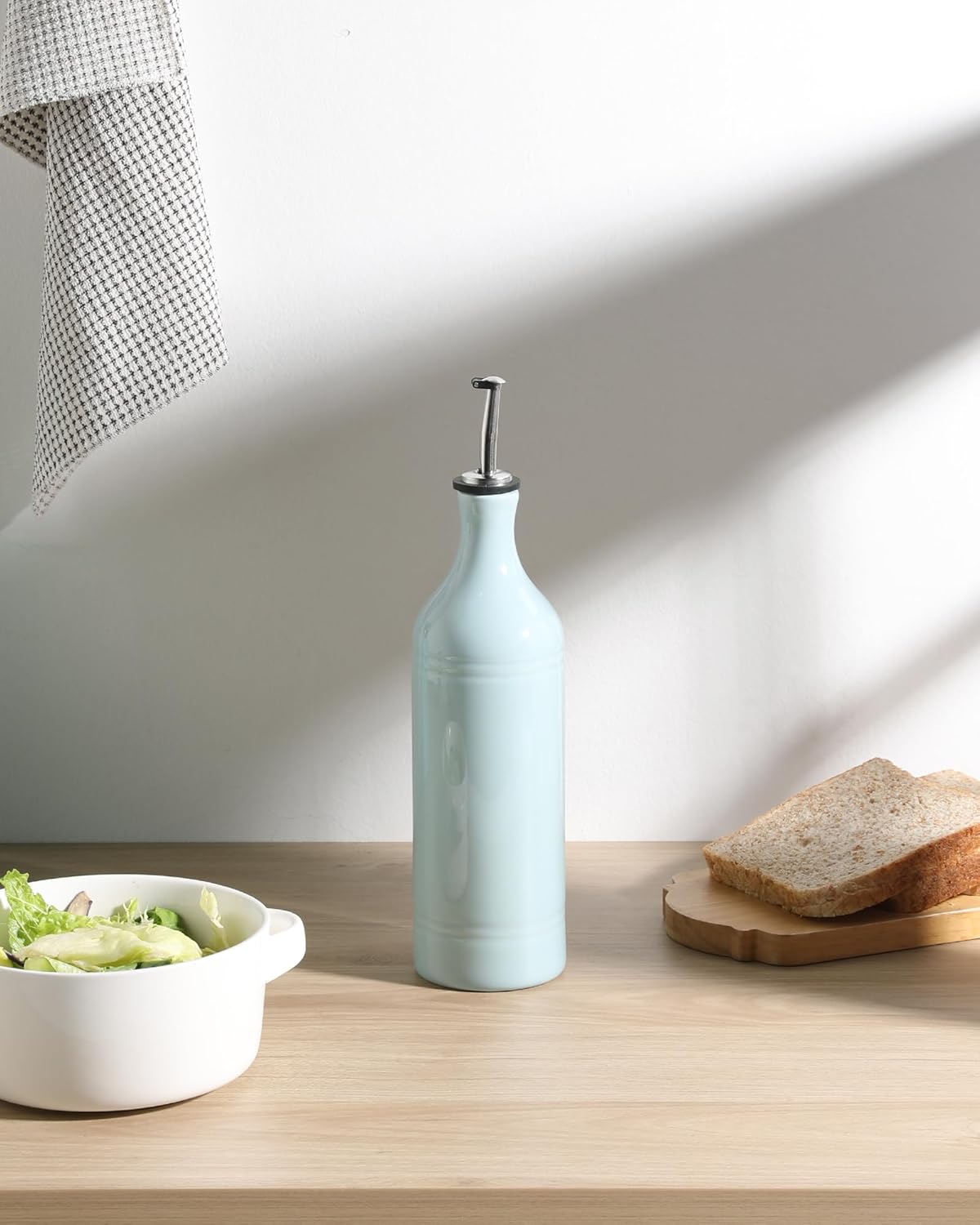 Sweejar Large Ceramic Olive Oil Dispenser Bottle, Opaque Oil Cruet Protects to Reduce Oxidation