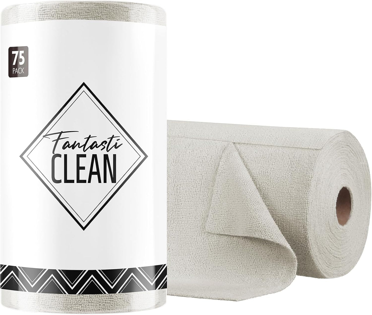 Fantasticlean Microfiber Cleaning Cloth Roll -75 Pack, Tear Away Microfiber Towels, 12" x 12"