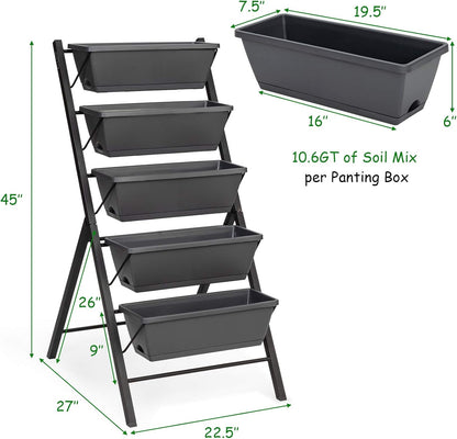 S AFSTAR 5-Tier Vertical Garden Planter, 5-Layer Raised Garden Bed with 5 Detachable Planter Boxes