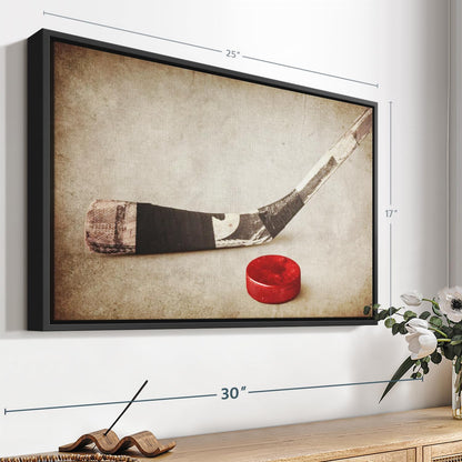 Elephant Stock Vintage Ice Hockey Wall Art - Horizontal Framed Canvas - 1-Piece Hallway Wall Decor