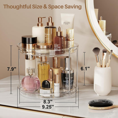 LAMU 2 Tier Lazy Susan Turntable Organizer 9.25'' Rotating Spice Rack Organization for Cabinet