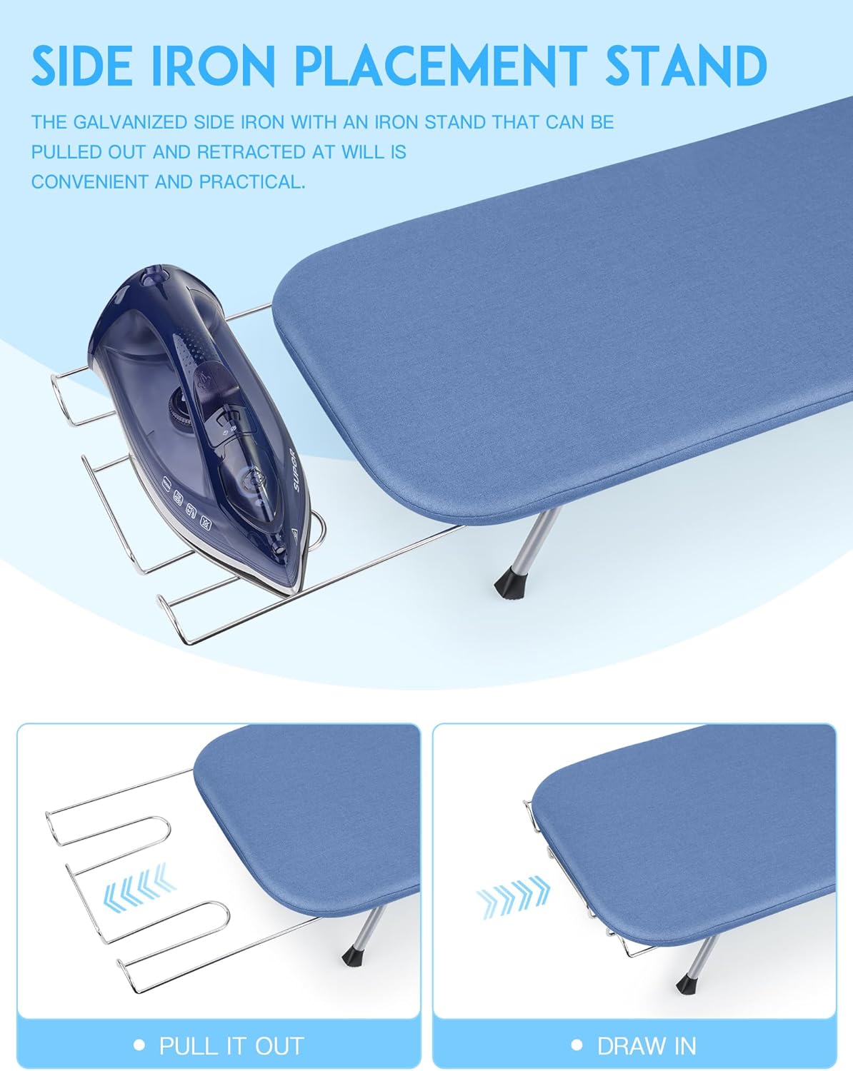 BiJun Small Ironing Board, Foldable Table Top Ompact Portable Mini Ironing Board w/Iron Rest, Set