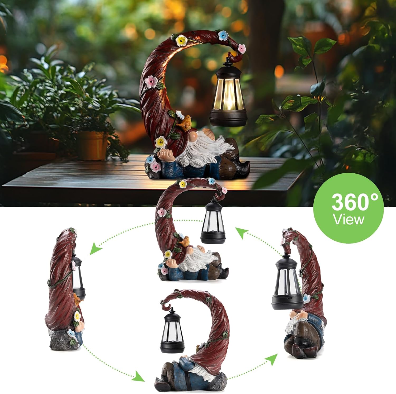 Garden Gnomes Outdoor Statues with Solar Light Funny Gnome Decor Gifts for Women Mom Gnomes