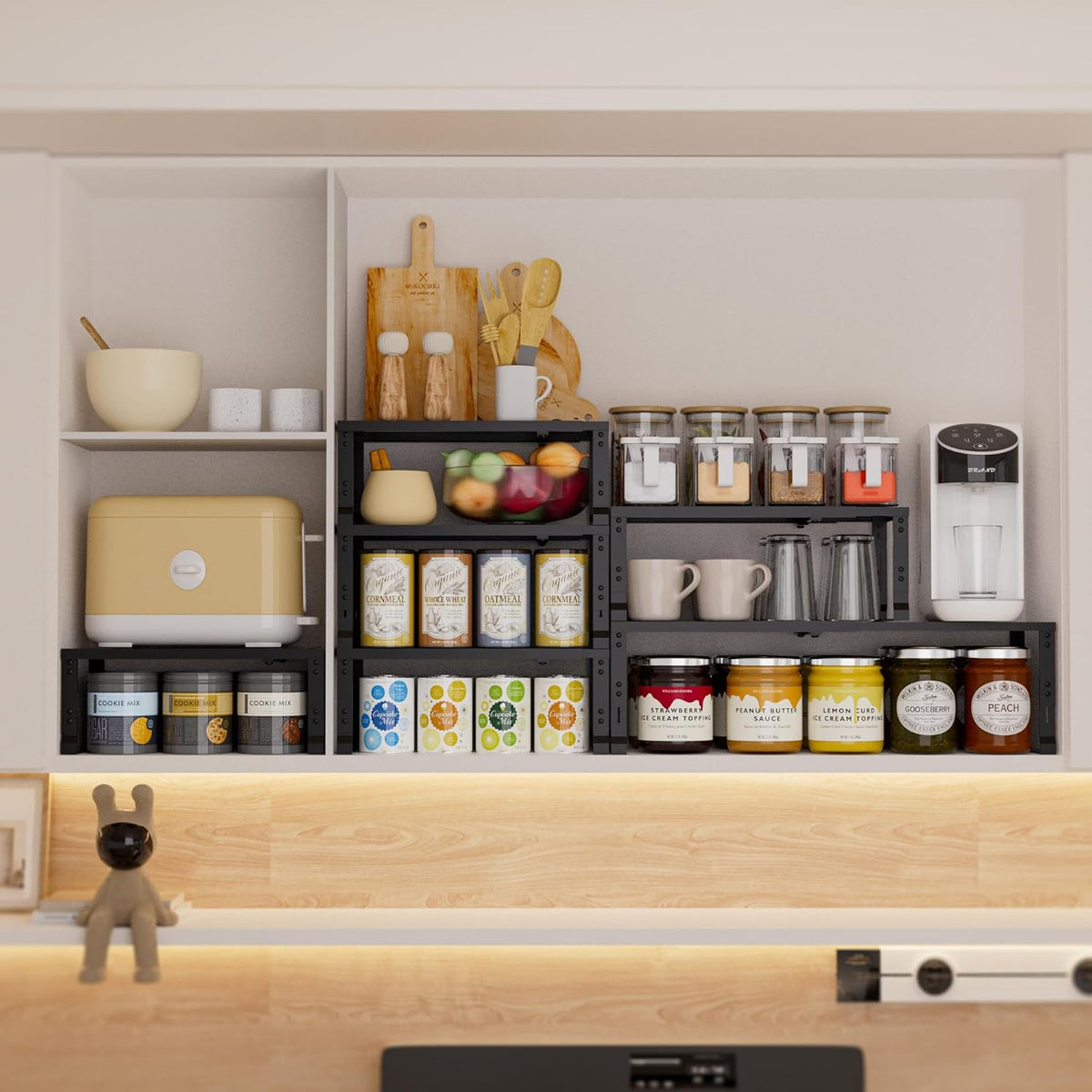 Expandable Spice Rack,Stackable Storage for Cabinet, Multi-Functional Kitchen