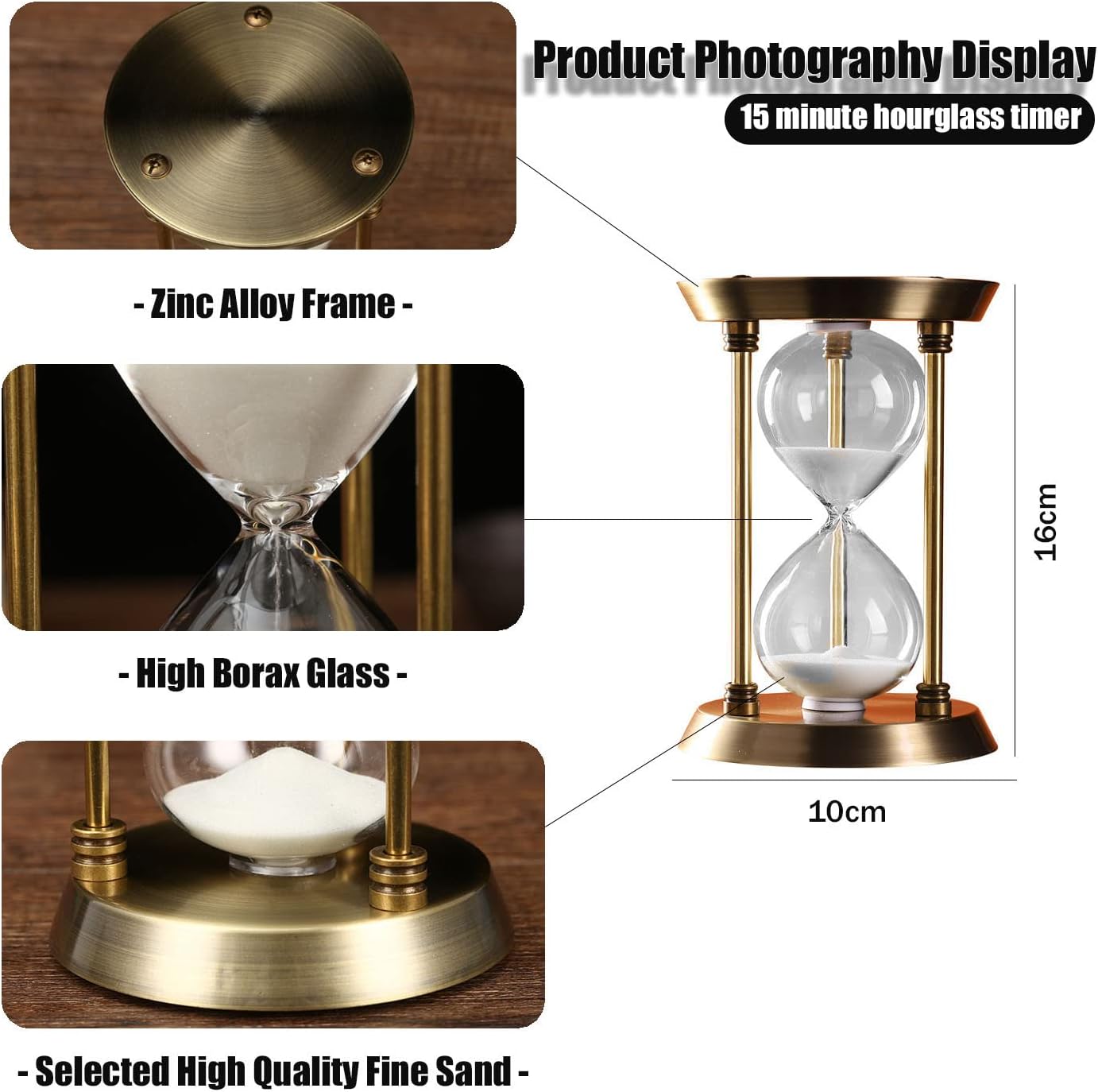 Sand Timer 15 Minutes,Hour Glass,Metal Vintage Hourglass,Hourglass Decor,for Home Decoration Office
