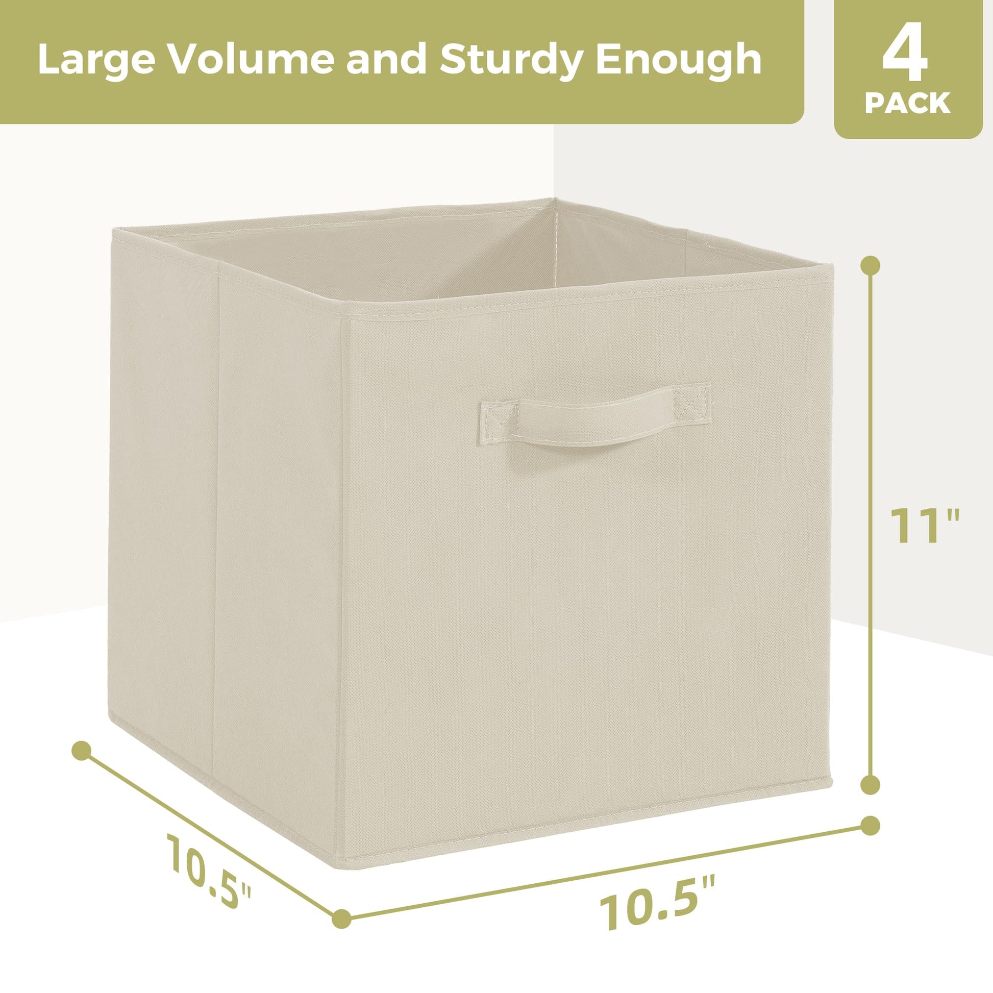 STORAGEIDEAS Storage Cubes, 11 Inch Cube Storage Bins, Set of 4, Fabric Foldable Storage Bins With