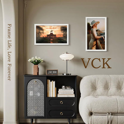 VCK 14x24 Picture Frame Set of 3, White Solid Wood Poster Frames, Textured Exclusive Wall Gallery