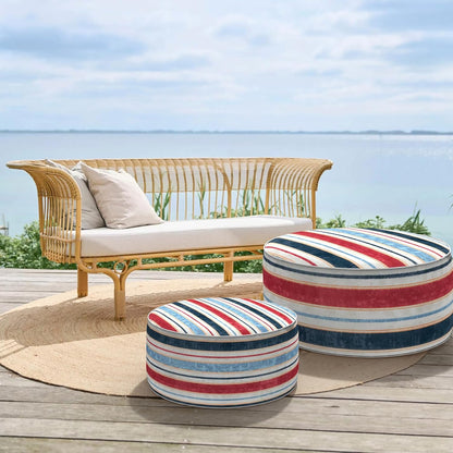 Inflatable Ottoman Stool D31 xH14 for Outdoor/Indoor Use, Water Repellent Patio Foot Rest Stool