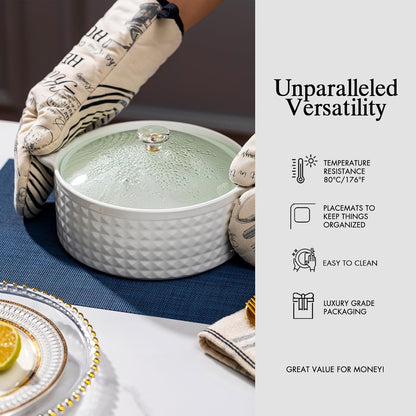 Placemats Set of 6 - Easy Clean Woven Vinyl Placemats for Dining Table, Indoor/Outdoor Place Mats