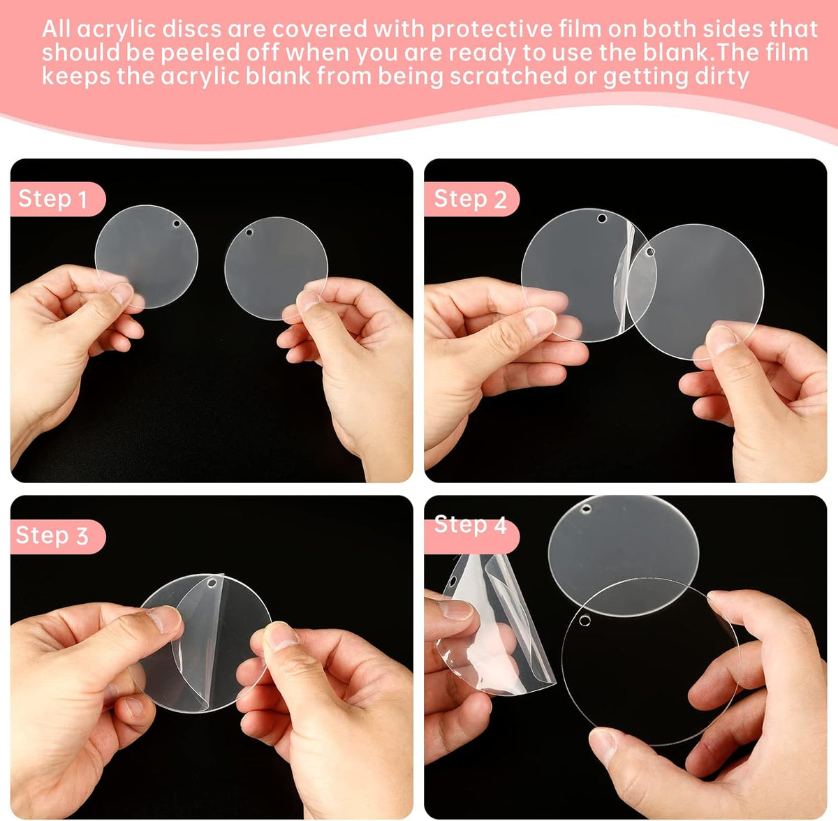 50 Pieces Clear Acrylic Circle with Hole 75x1.5 mm Transparent Acrylic Ornament Blanks 3" Blanks
