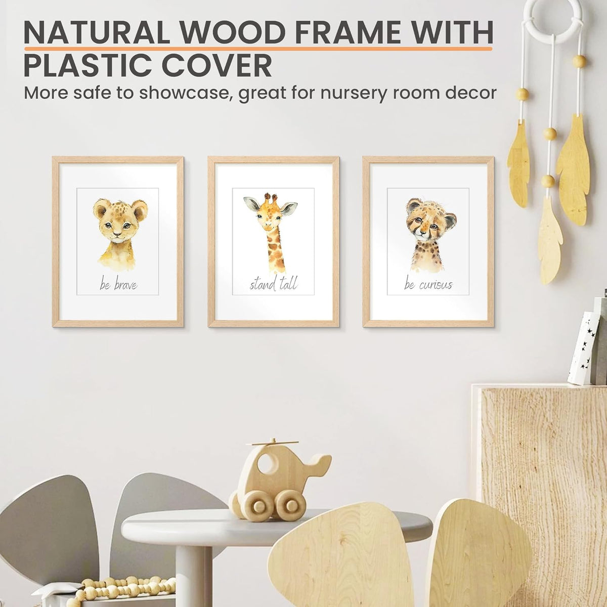 upsimples 12x16 Frame, Natural Solid Wood Picture Frames, Display 8.5x11 with Mat or 12 x 16