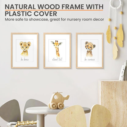 upsimples 12x16 Frame, Natural Solid Wood Picture Frames, Display 8.5x11 with Mat or 12 x 16