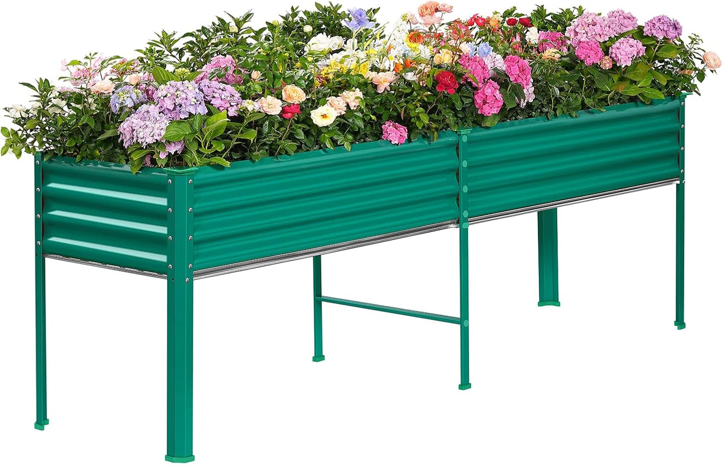 Land Guard Galvanized Raised Garden Bed with Legs, 96×24×32in Raised Garden Beds Outdoor with