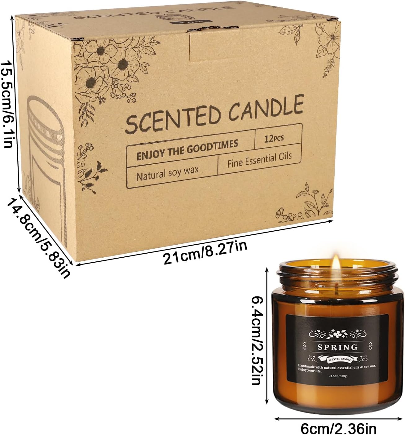 Scented Candle Set 12 Pack, Candle for Home Scented, Odor Eliminating, Stress Relief, Long Lasting