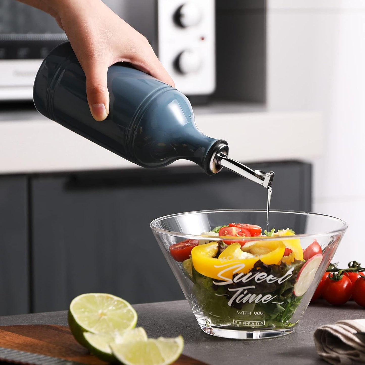 Sweejar Ceramic Olive Oil Dispenser Bottle, Opaque Oil Cruet Protects Oil to Reduce Oxidation