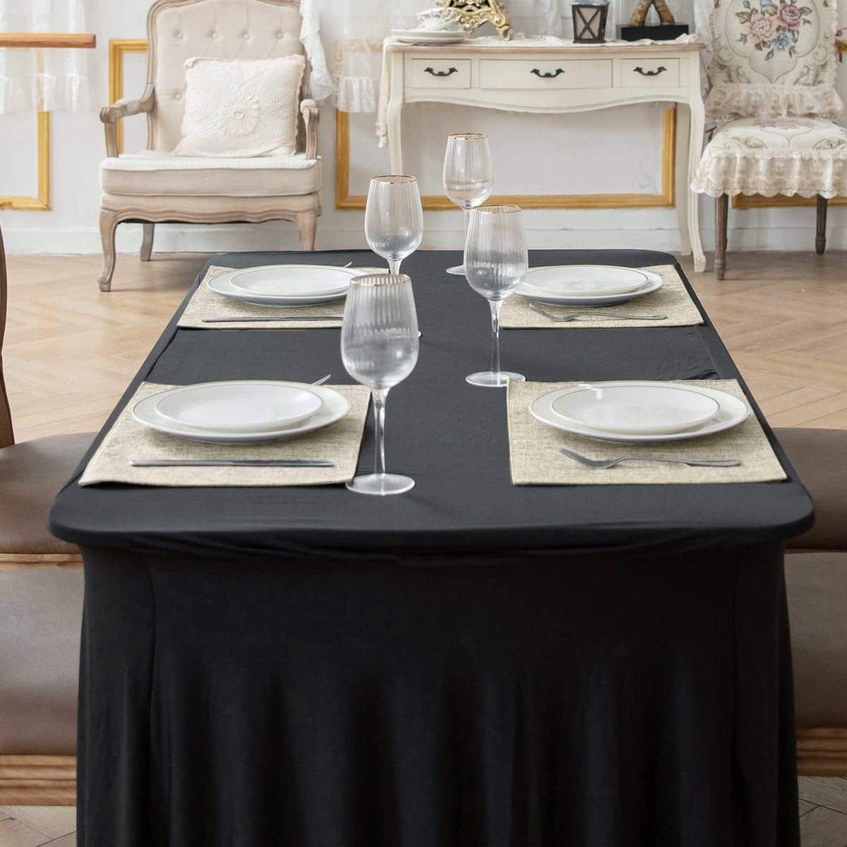Cloth Placemats Set of 8, Linen Type Fabric Placemats Machine Washable Heat Resistant Placemats