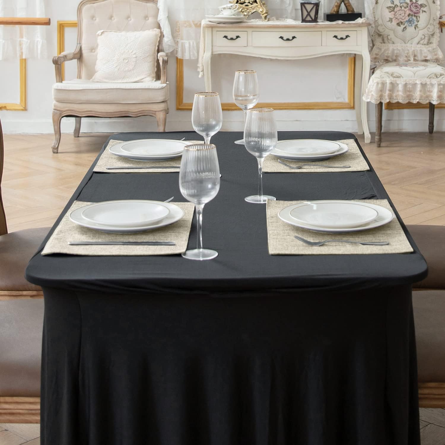 Cloth Placemats Set of 8, Linen Type Fabric Placemats Machine Washable Heat Resistant Placemats