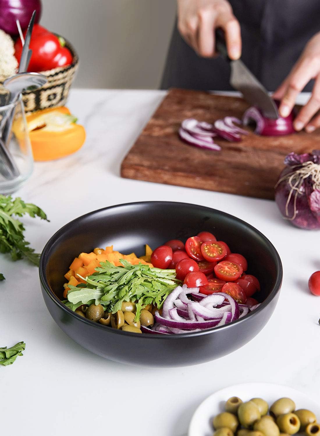 LE TAUCI Pasta Bowls 45 oz, Salad Bowls Set for Serving Soup, Pasta, Noodle, Dinner, Large Kitchen
