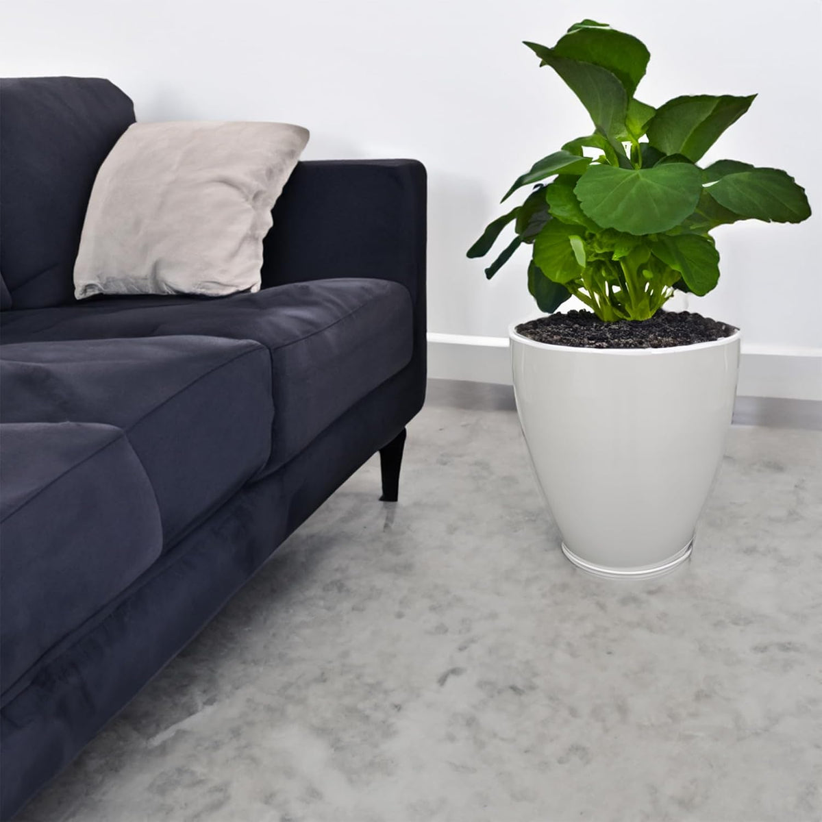 FixtureDisplays® 11.8" Diameter 11.8" Tall White Plant Pots, Plastic Flower Pots with Drainage