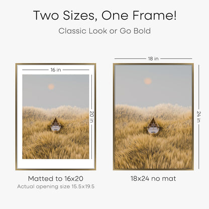 Homeforia Picture 18x24 Bronze Frame, High End Metal 18x24 Brass Poster Frames with Mat 16x20 for