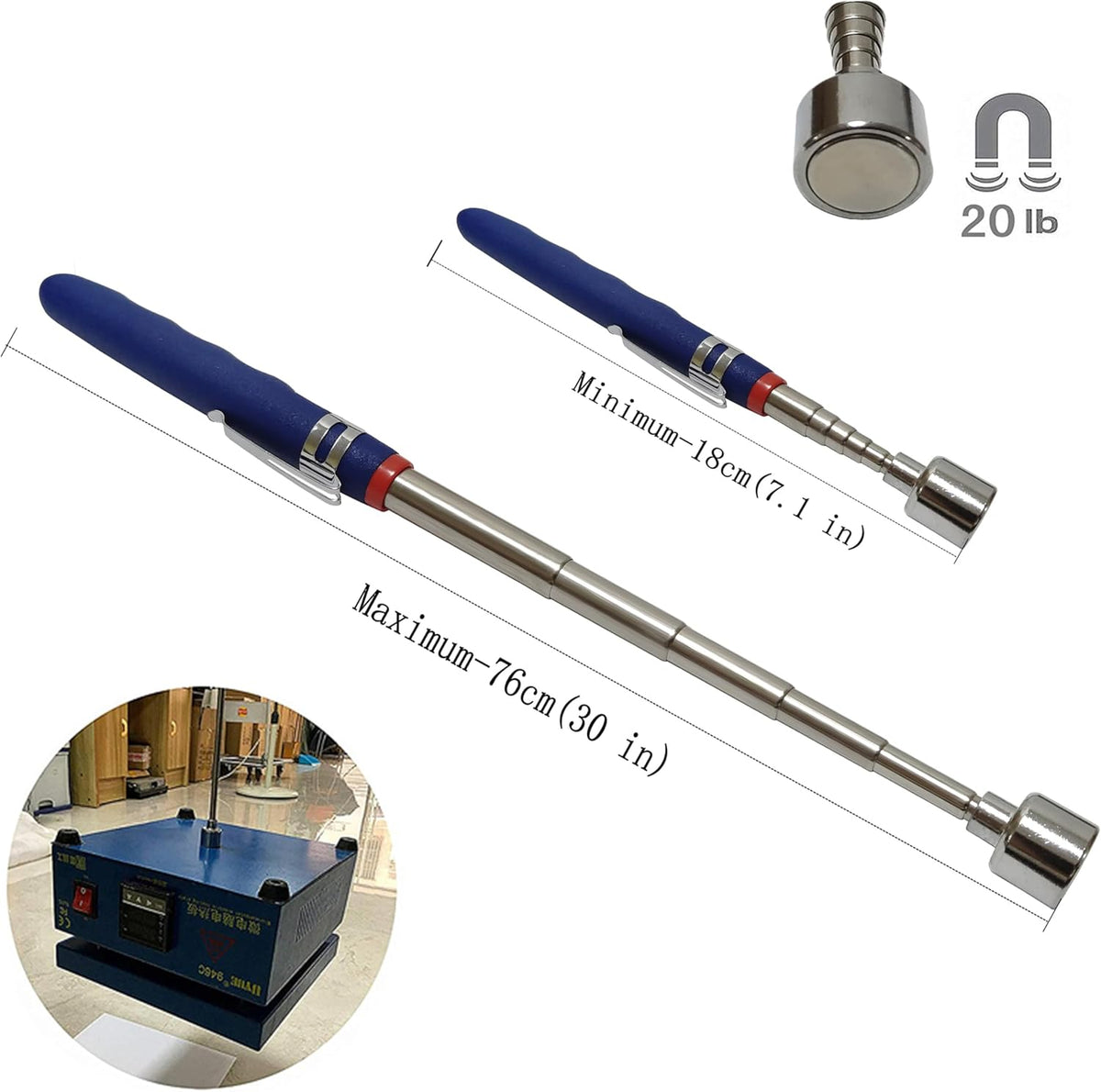 20lbs Magnetic Telescoping Pick Up Tool for Small Metal Tools Extendable Extends from 7 to 31 in /