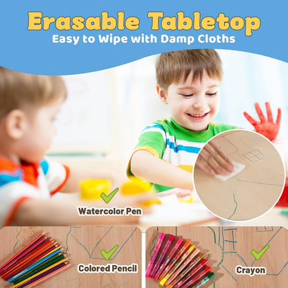 FUNLIO Kids Table and 4 Chairs Set, Height Adjustable Toddler Table and Chair Set for Ages 3-8
