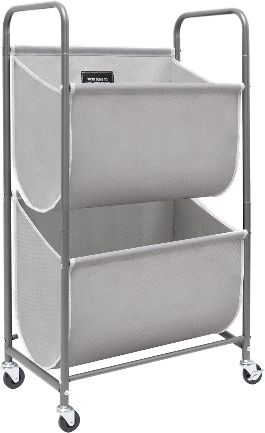 STORAGE MANIAC 80 Liters Vertical Rolling Laundry Hamper, 2 Section Laundry Sorter with Wheels and
