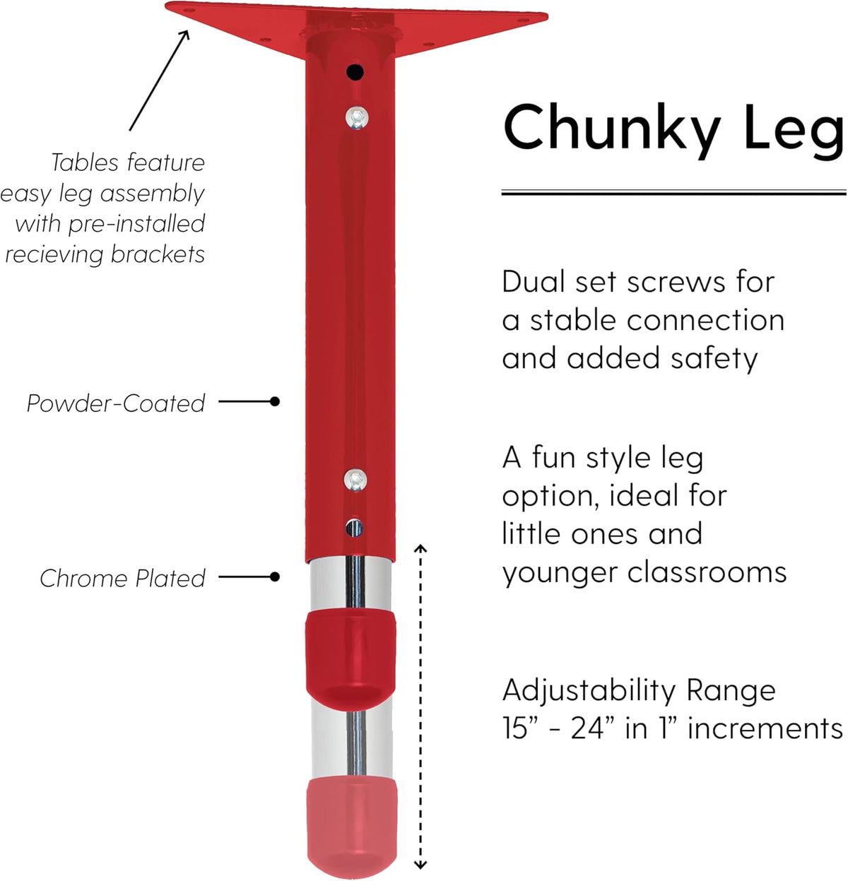 FDP Rectangle Activity School and Classroom Kids Table (24 x 36 inch), Chunky Toddler Leg
