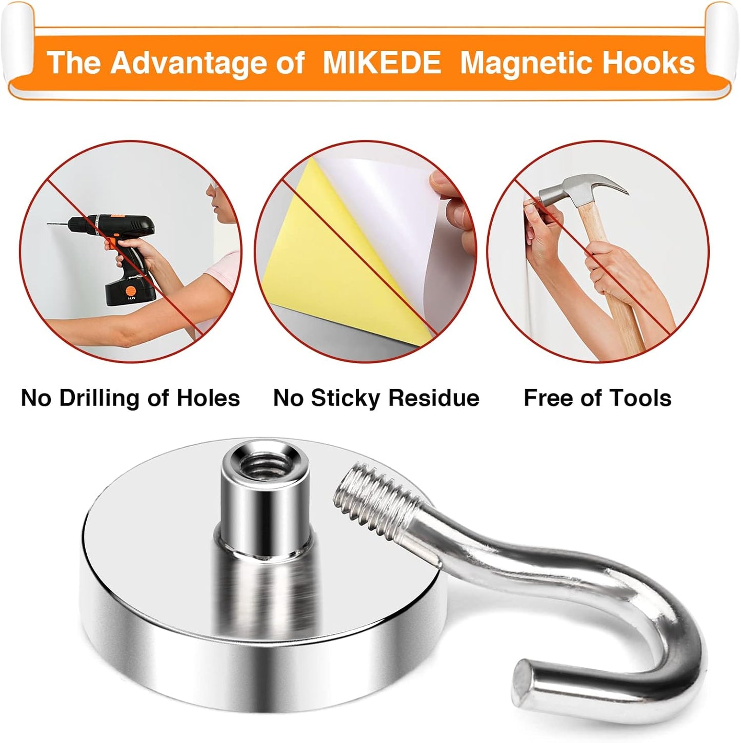 MIKEDE Magnetic Hooks, 80 Lbs Heavy Duty Earth Magnets with Hooks for Cruise Cabin, 10 Pcs Strong