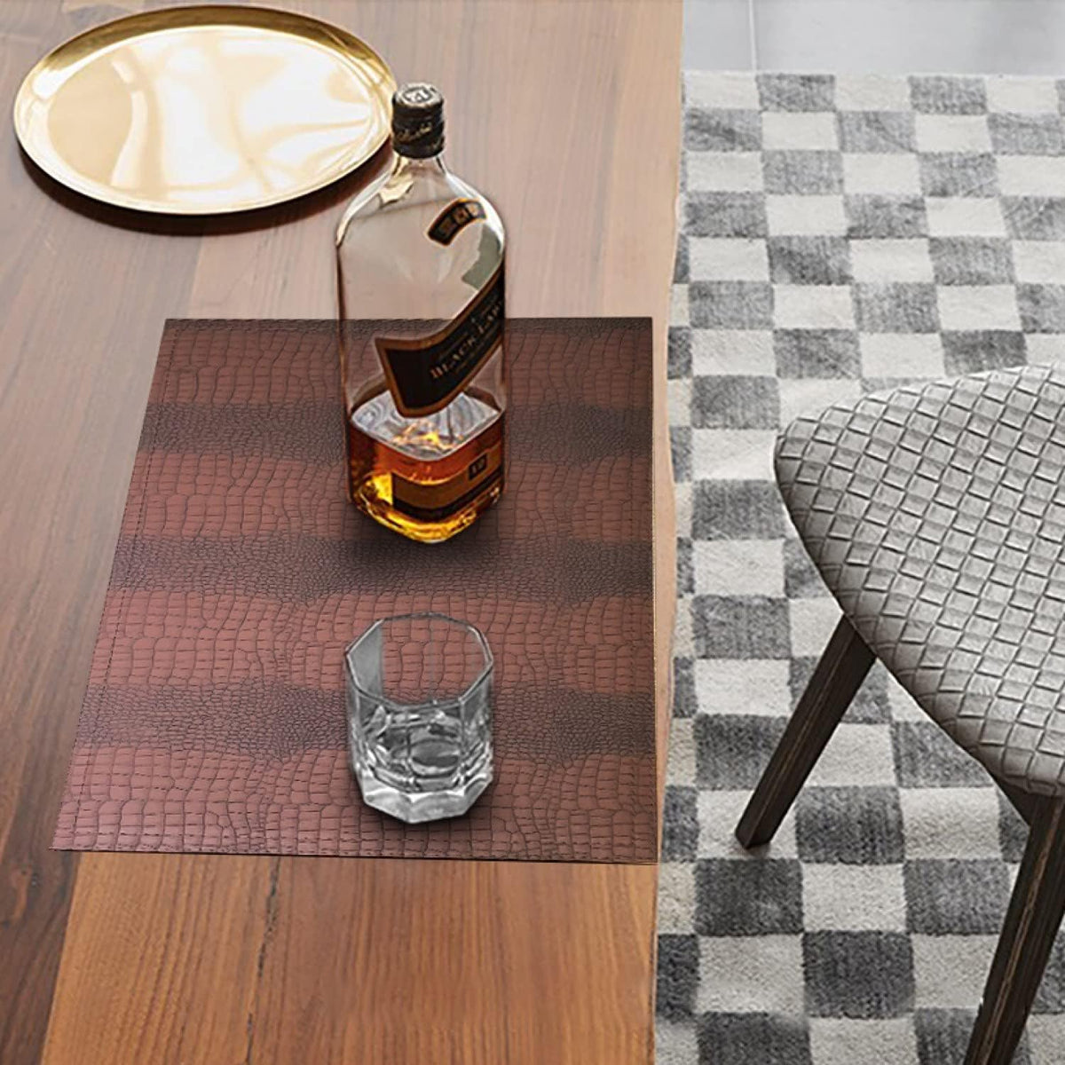 Faux Leather Placemats, PU Table Mats, Waterproof, Stain Resistant, Heat Resistant, Non-Slip Easy
