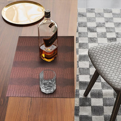 Faux Leather Placemats, PU Table Mats, Waterproof, Stain Resistant, Heat Resistant, Non-Slip Easy
