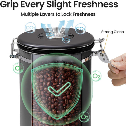 Veken Coffee Canister, 39OZ Large, Airtight Stainless Steel Food Storage Container for 2.2lbs