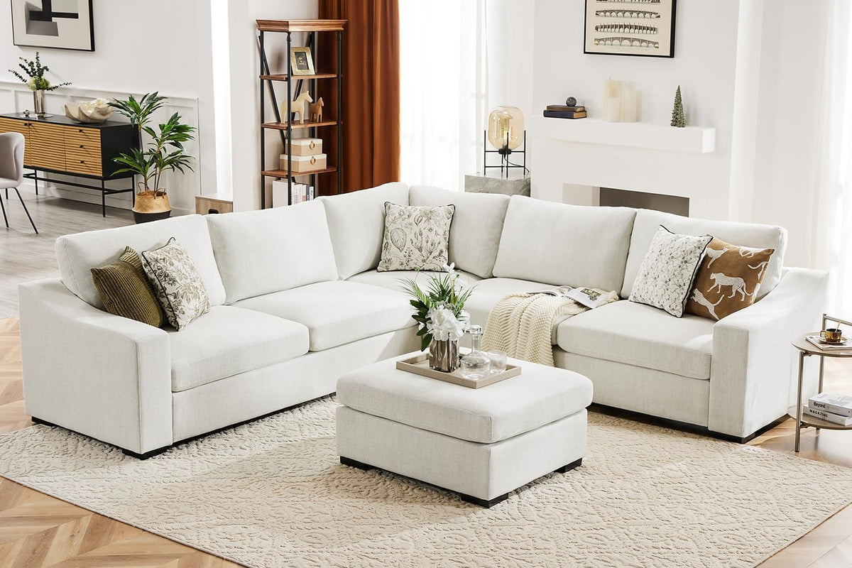 112" Modular Sectional Sofa, Large 7 Seater L Shaped Couch with Detachable Sofa Cover, Movable