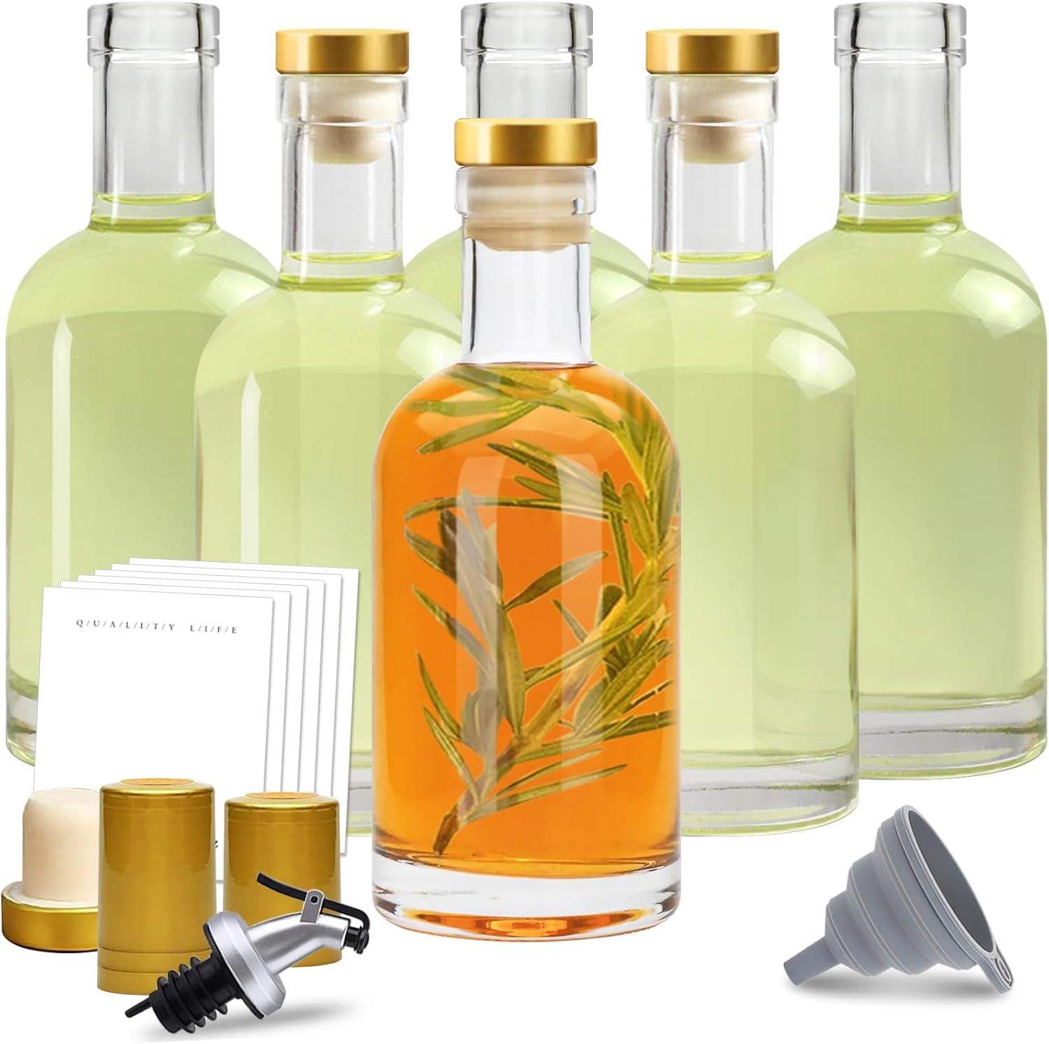 Olive Oil Dispenser Bottle for Kitchen, Clear Glass Oil and Vinegar Dispenser Set, Coffee Syrup