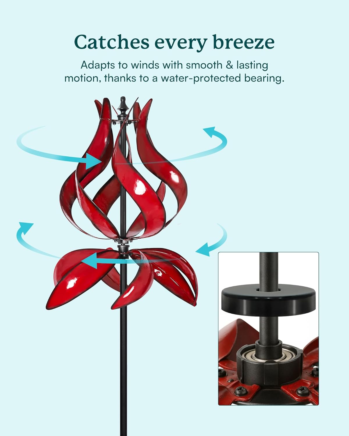 Yard Garden Wind Spinners - Large Outdoor Metal Wind Spinners with Stake, Yard Art Lawn Garden