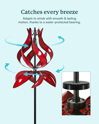 Yard Garden Wind Spinners - Large Outdoor Metal Wind Spinners with Stake, Yard Art Lawn Garden