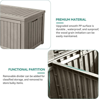 YITAHOME 150 Gallon Large Outdoor Storage XL Deck Box w/Divider for Patio Furniture,Outdoor