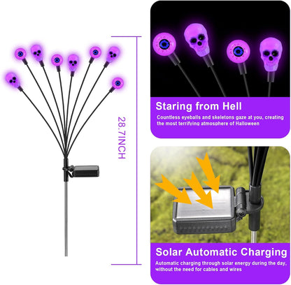 Solar Halloween Lights Outdoor, Scary Eyeball Lights, 4PACK 32LED, IP65 Waterproof, Decor for