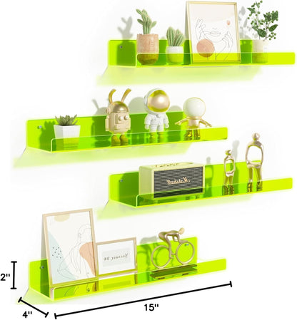 upsimples Acrylic Shelves for Wall Decor, 15" Display Shelf for Figure, Nail Polish, Wall Organizer