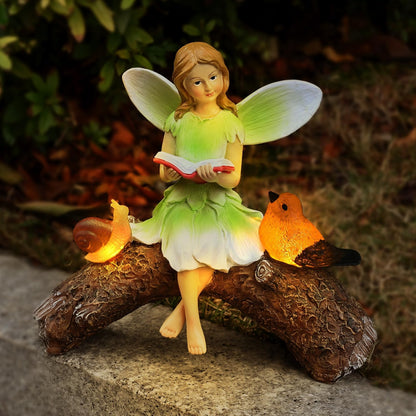 Garden Flower Fairy Statue Decor-Solar Outdoor Fairy Statues-Garden Fairy Outdoor Snail,Bird
