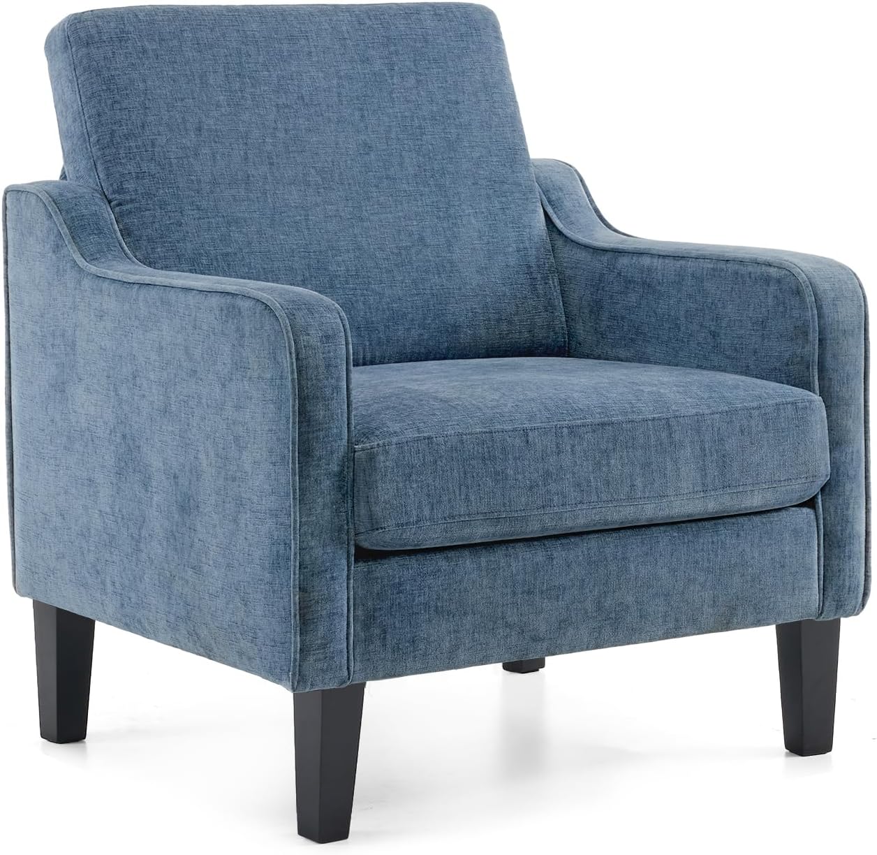 VINGLI Mid Century Modern Accent Chair,Navy Blue Chenille Chairs for Living Room Upholstered