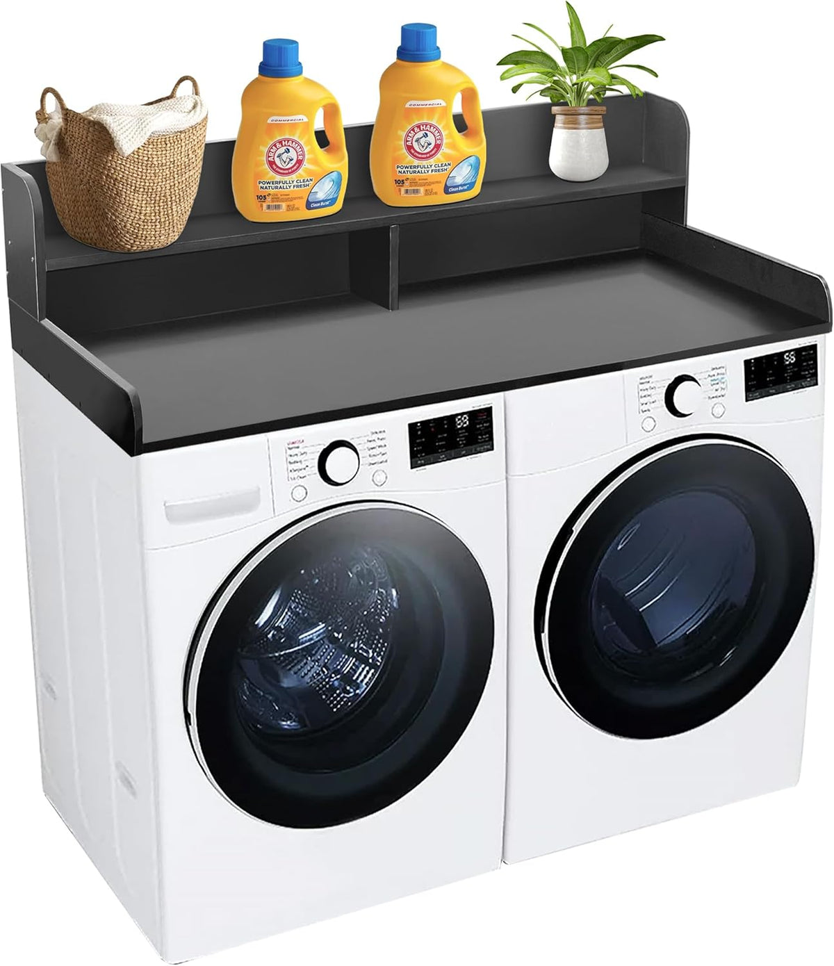 Royxen Laundry Countertop with 2-Tier Shelf Universal Fit, Washer and Dryer Countertop with Storage