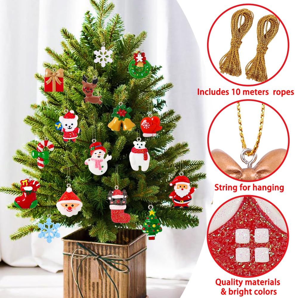 YUJUN 36pcs Mini Resin Ornaments Set - Christmas Tree Decoration, Small Miniature Figurines for