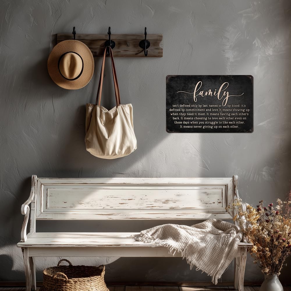 Heuhuww Family Isn't Defined Only By Last Names or By Blood Tin Sign for Home Office Room Wall