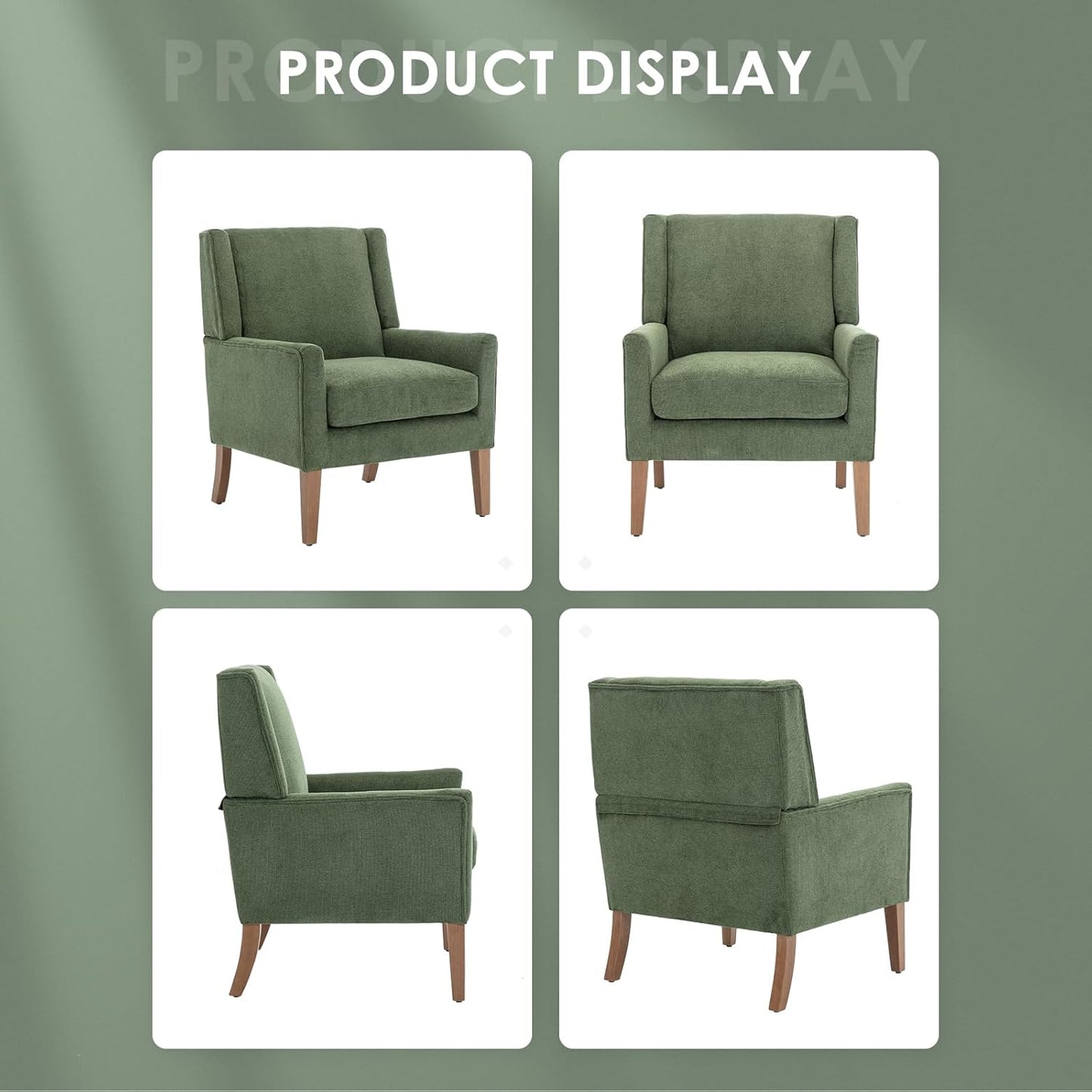 COLAMY Modern Wingback Living Room Chair Set of 2, Upholstered Fabric Accent Armchair, Single Sofa